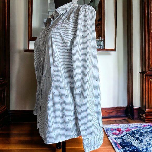 BROOKS BROTHERS ( 12 ) RED FLEECE Pin Stripe Embroidered Button Up - Picture 5 of 9